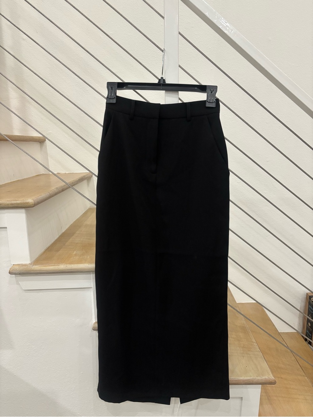 French Connection Black Midi Skirt with Tailored Waist